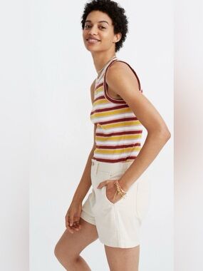 Madewell Camp Shorts High-Rise  In Natural Seeded Herringbone Size XS